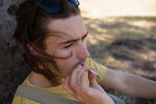 Man smoking weed in the park