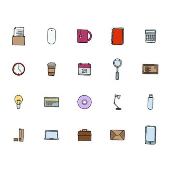Vector icons set of office