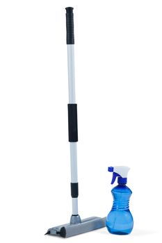 Squeegee mop with cleaning spray bottle
