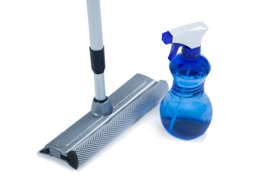 Squeegee mop with cleaning spray bottle