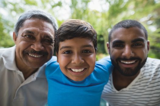Portrait of smiling multi-generation family