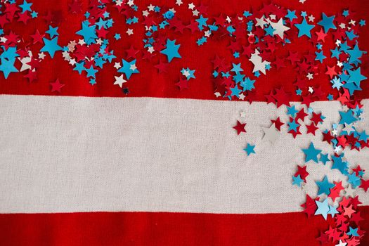 Star shape decoration arranged on American flag