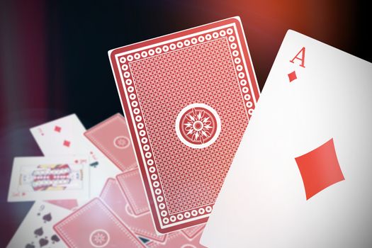 Composite 3d image of ace of diamonds card