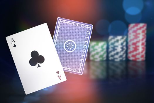 Composite 3d image of ace of clubs card