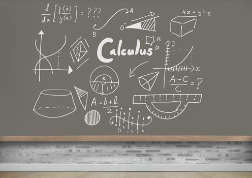 Math calculus equations on blackboard