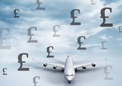 Plane with Pound currency icons