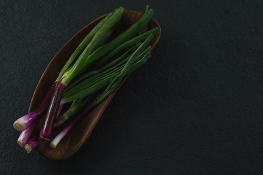 Scallions in tray