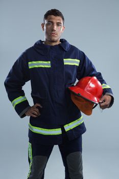 Fireman standing with hand on hip
