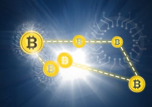 Bitcoin icons in network connecting