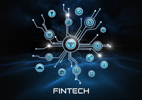 Fintech business icons connected