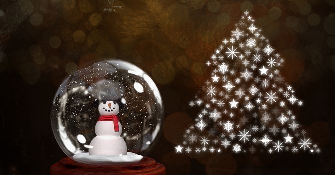 Snow globe snowman and Snowflake Christmas tree pattern shape