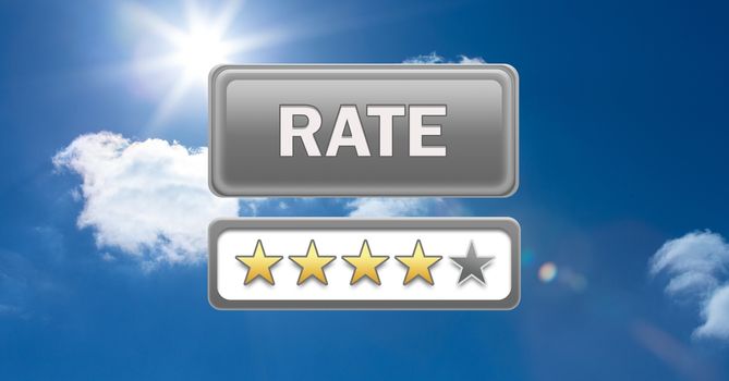 rate button and review stars in sky