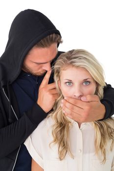 Theft covering young womans mouth