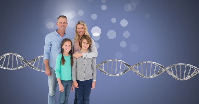 Family with sparkles and genetic DNA