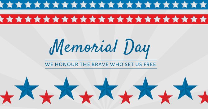 memorial day message with stars and stripes red white and blue background