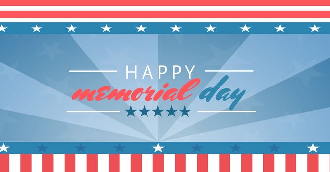 happy memorial day with red white and blue stars and stripes background