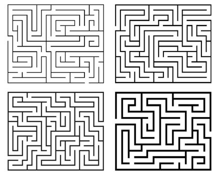 Four black mazes