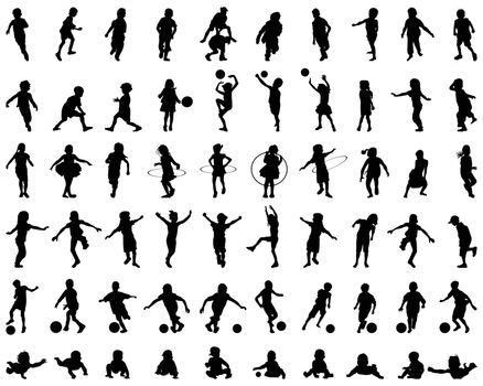 silhouettes of children playing