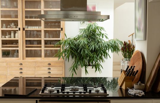 Kitchen interior with worktop at home
