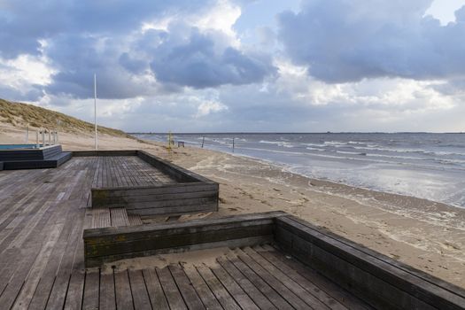 high water due to climate change in rockanje at the north sea