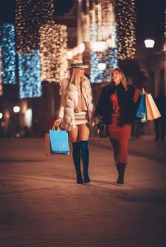 Two Sisters In A Christmas Shopping