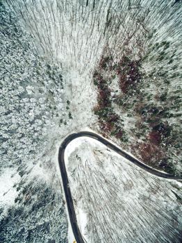 Winter Mountain Road From Above