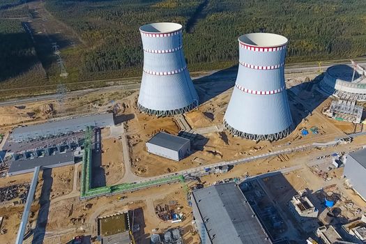 Aerial survey of a nuclear power plant under construction. Insta