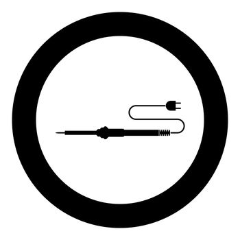 Electric soldering iron for radio repair work icon in circle round black color vector illustration flat style image