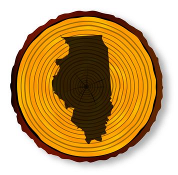 Illinois Map On Timber