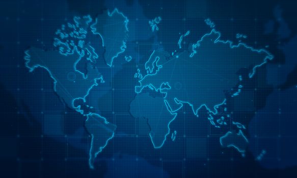 Abstract world map news corporate background.Business digital network presentation.Global cyber technology concept.
