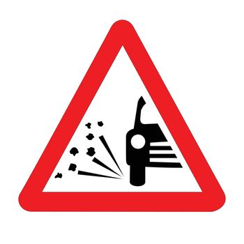 Stone Chipping Traffic Sign Isolated