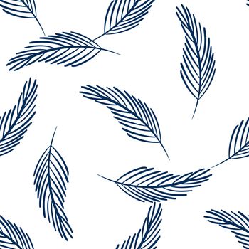 Seamless pattern with tropic leaves on white background