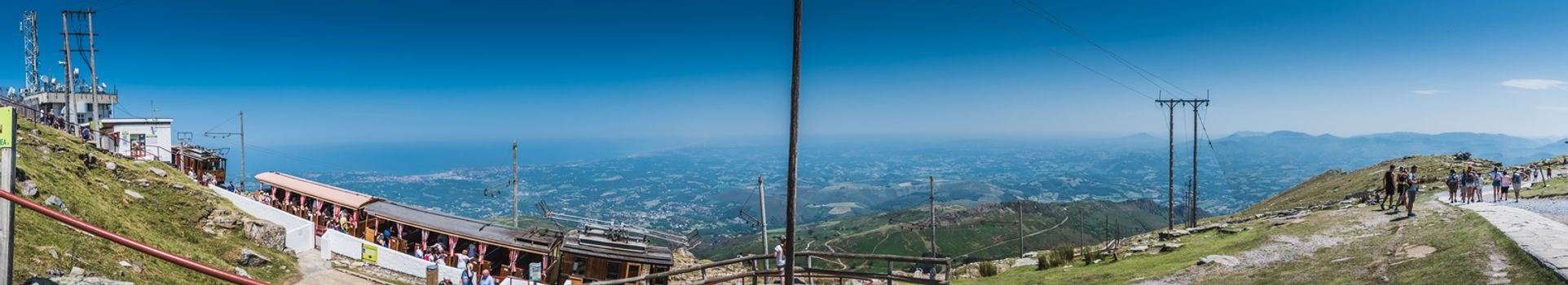 Panorama of the Pyrenees mountains and the Atlantic Ocean on the