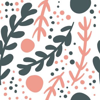 Seamless repeating pattern with floral elements in pastel colors