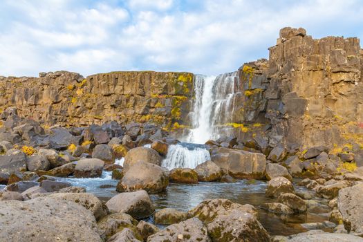 Thingvellir National Park in Iceland Oexararfoss waterfall