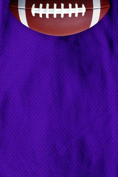 Purple American Football Jersey textured with a football on a horizontal view