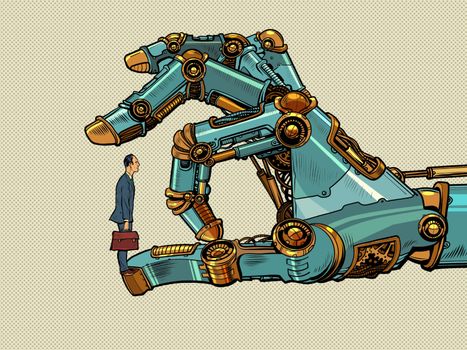 man versus robot. advantage of technology