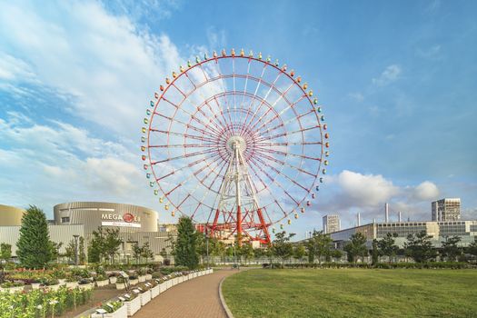 Odaiba colorful tall Palette Town Ferris wheel