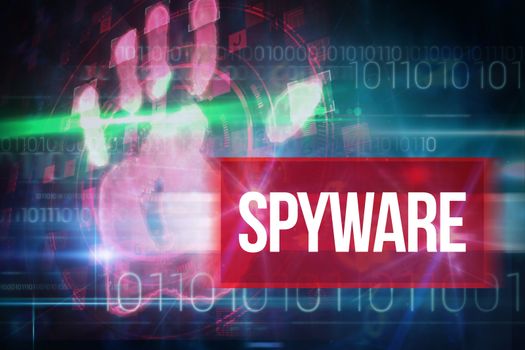 Spyware against blue technology design with binary code