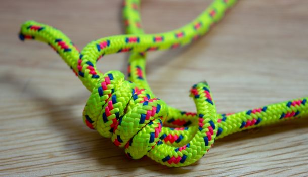String loop, or cordelette, made of 6mm nylon cord used as backup during abseil and rappel