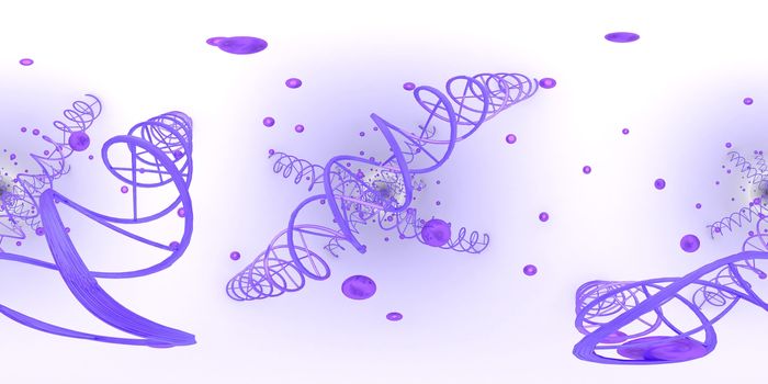 3d illustration of DNA deoxyribonucleic acid structure. Equirectangular  360 VR image.  The medical panoramic background.