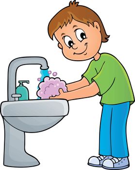 Boy washing hands theme 1