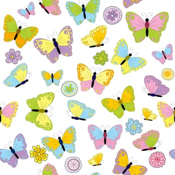 Colorful seamless background with butterflies