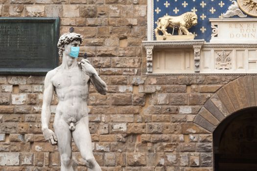 The Statue Of David in the Piazza della Signoria In Italy Wearin