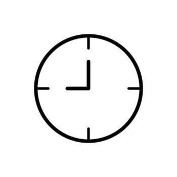 Clock displaying 1 hour of the day. Simple design with 3, 6, 9, and 12 o'clock hands. Icon design EPS 10