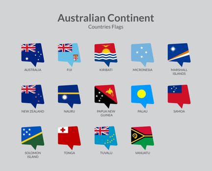 Australian Continent countries flag icons collection