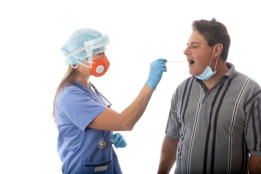 Throat swab for infectious disease influenza virus pandemic or SARS COVID-19