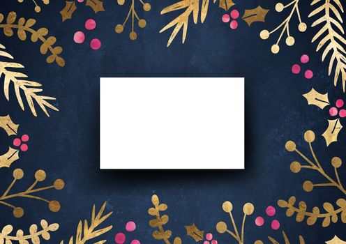 Namecard mockup template background with elegant flower border