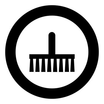 Broom Brush symbol icon in circle round black color vector illustration flat style image