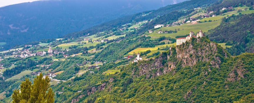 Kloster Saben castle on green Apls hills near Sabiona panoramic 